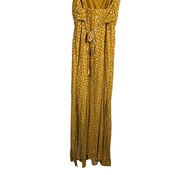 Forever 21 NWT Woven Cutout Long Dress in spotted Mustard Spring Summer - Picture 5 of 15